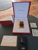 S.T. Dupont aansteker met doos+zwart leren etui met merklogo, Antiek en Kunst, Ophalen of Verzenden