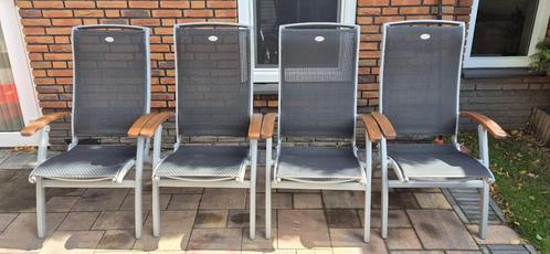 Hartman Prestige tuinstoelen 'Da Vinci" teakhouten leuningen, Tuin en Terras, Tuinstoelen, Gebruikt, Aluminium, Inklapbaar, Verstelbaar