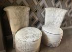 Handmade vintage retro stoeltjes 2x, Huis en Inrichting, Ophalen, Zo goed als nieuw, Bruin, Twee