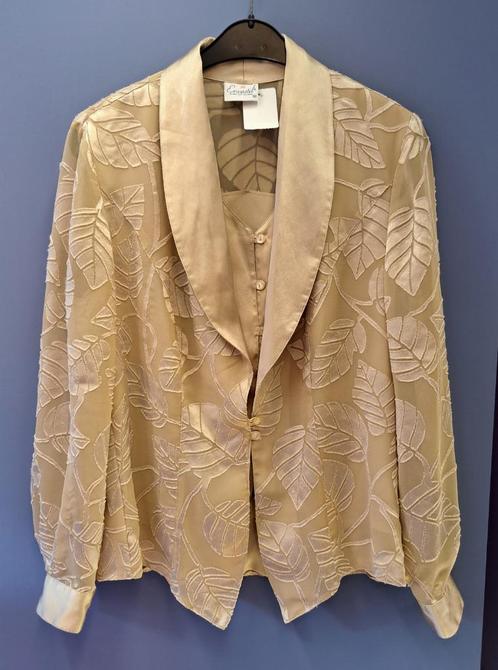 Erwastil vintage dubbele blouse licht goud +bladeren M 40960, Kleding | Dames, Blouses en Tunieken, Zo goed als nieuw, Maat 38/40 (M)
