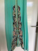 Turquoise lange jurk met kralen & borduursel – 150 cm, Kleding | Dames, Jurken, Maat 38/40 (M), Ophalen of Verzenden, Gedragen