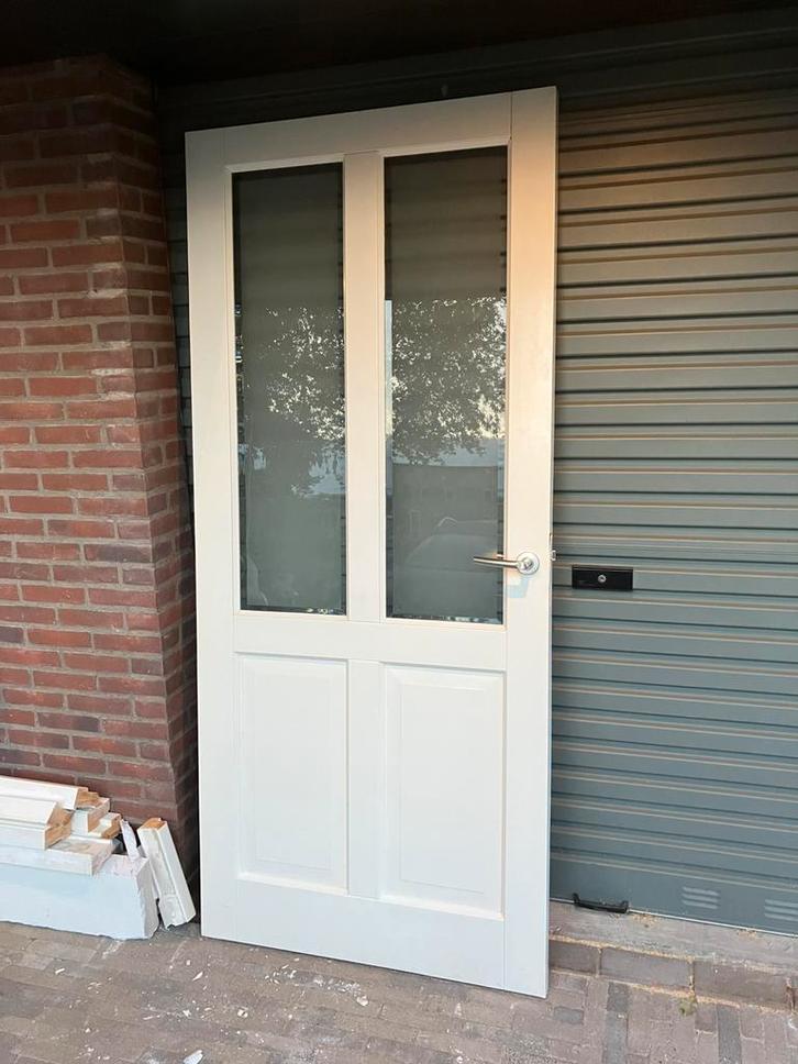 Volle / zware MDF binnendeur stomp facet glas, Doe-het-zelf en Verbouw, Deuren en Horren, Zo goed als nieuw, Binnendeur, 200 tot 215 cm