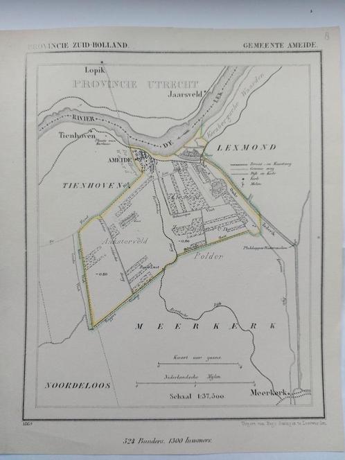 8 / Ameide Lexmond Jaarsveld Litho uit 1869 van J. Kuyper, Antiek en Kunst, Kunst | Litho's en Zeefdrukken, Ophalen of Verzenden