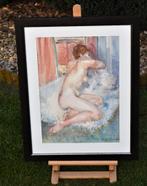 Harry Maas, model op schapenvacht leunend op een stoel., Ophalen