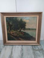 klassiek Hollands landschap op doek, Antiek en Kunst, Kunst | Schilderijen | Klassiek, Ophalen