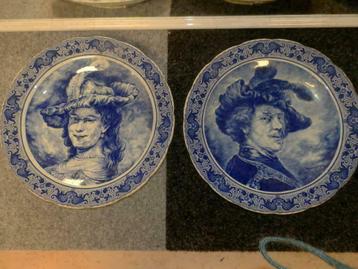 Vintage boch la souviere delfs wandbord portret 2 stuks set beschikbaar voor biedingen
