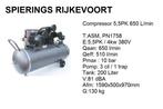 Compressor perslucht 650 L/min 10 bar 5,5 pk Spierings, Doe-het-zelf en Verbouw, Compressors, Nieuw, 6 tot 10 bar, 100 liter of meer