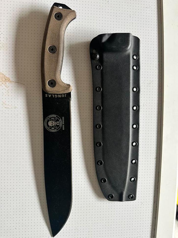 ESEE Junglas zgan. Vlijmscherp. Incl. Kydex, Caravans en Kamperen, Kampeergereedschap, Zo goed als nieuw, Ophalen of Verzenden
