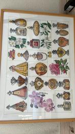 Geborduurd schilderij van oude parfumflessen, Antiek en Kunst, Ophalen of Verzenden