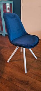 Zgan stoel blauw velvet velours Tim Wood, Ophalen, Hout, Blauw, Zo goed als nieuw