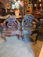 Twee Chinese drakenstoelen | fauteuil | antiek, Antiek en Kunst, Antiek | Meubels | Stoelen en Banken, Ophalen of Verzenden
