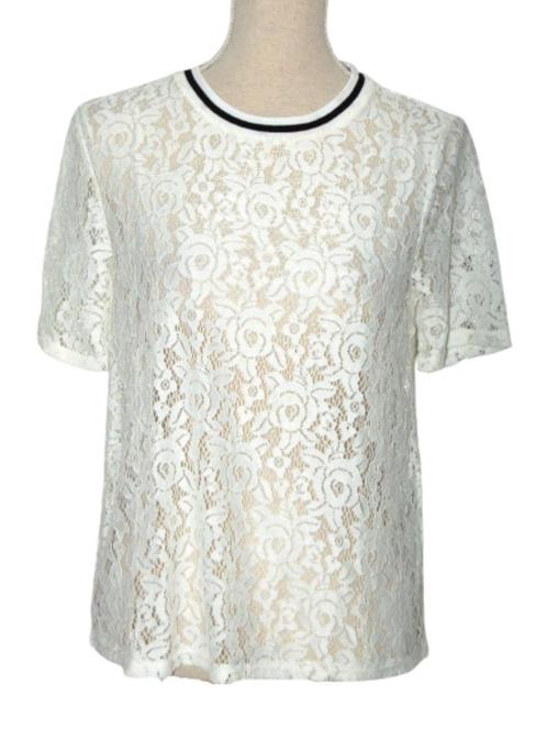 Only kant topje, top, wit, Mt. M, Kleding | Dames, Tops, Zo goed als nieuw, Maat 38/40 (M), Wit, Korte mouw, Verzenden