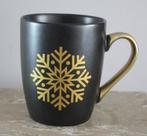 zwarte kerstmok met goudkleurige sneeuwvlok, Diversen, Kerst, Ophalen of Verzenden, Zo goed als nieuw