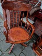 Antieke bureaustoel met lederen zitting, Antiek en Kunst, Antiek | Meubels | Stoelen en Banken, Ophalen
