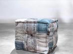 PTMD Poef Katoen Grijs/Blauw 45x45cm, Ophalen, Minder dan 50 cm, Vierkant, Nieuw