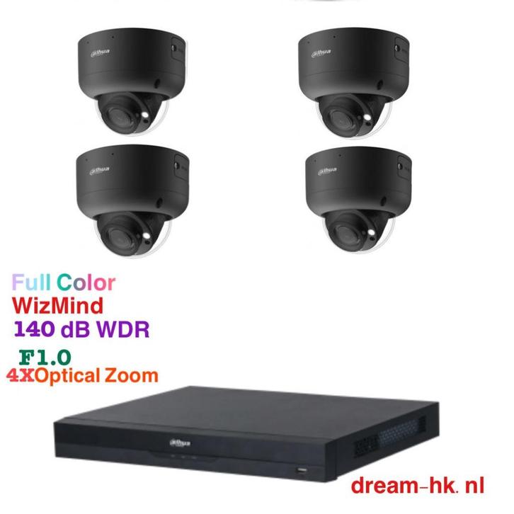 4MP Dahua WizSense/WizMind Full Color 4CH IP PoE set, Audio, Tv en Foto, Videobewaking, Nieuw, Buitencamera, Ophalen of Verzenden
