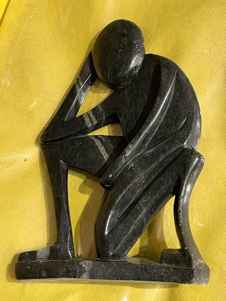 Abstract Serpentijn Stenen Beeld Denker, Antiek en Kunst, Kunst | Niet-Westerse kunst, Ophalen of Verzenden