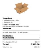 Kartonnen dozen dubbelwandig bruin 54x34x29 cm (nieuw), Ophalen, Doos, Opvouwbaar, 50 tot 75 cm