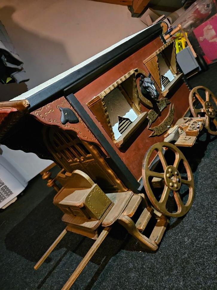 Miniatuur Houten Woonwagen Hoefsmit, Antiek en Kunst, Curiosa en Brocante, Ophalen