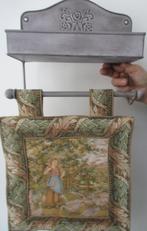 vintage: zinken kammenbak met gobelin wandkleed, Antiek en Kunst, Ophalen of Verzenden