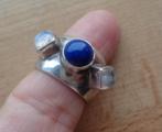 zilveren royale ring met maansteen en lapis lazuli [184], Verzenden, Zo goed als nieuw, 17 tot 18, Dame