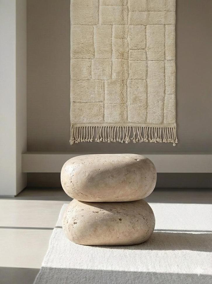 Massief Raw Travertin Salontafel 40x40x40cm, Huis en Inrichting, Woonaccessoires | Schalen en Manden, Nieuw, Schaal, Vierkant