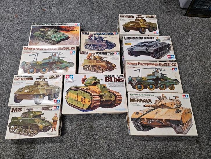 Tamiya modelbouw tanks voor €195,-, Hobby en Vrije tijd, Modelbouw | Auto's en Voertuigen, Zo goed als nieuw, Overige typen, Groter dan 1:32