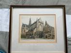 A. Wieringa Gravure - Handgekleurd - Grote Kerk Haarlem, Antiek en Kunst, Ophalen