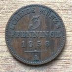 Pruisen 3 Pfennige 1858, Ophalen of Verzenden, Vóór koninkrijk, Overige waardes, Losse munt