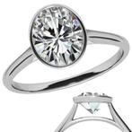 1.50Carat Oval Cut Lab Created Diamond Solitaire Petite Ring, Nieuw, Goud, Met edelsteen, Ophalen of Verzenden