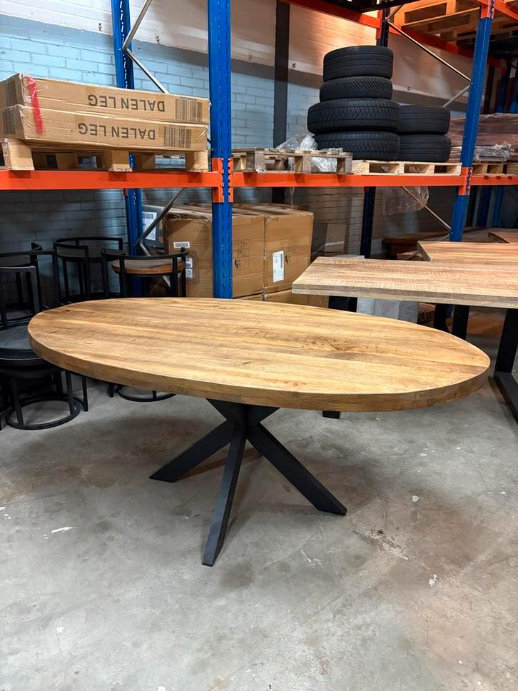 Ovale Eettafel Mangohout 180x100cm, Huis en Inrichting, Tafels | Eettafels, Nieuw, 100 tot 150 cm, 150 tot 200 cm, Vijf personen of meer