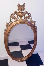 Vintage ovale spiegel met bloemen, Antiek en Kunst, Antiek | Spiegels, Ophalen, Ovaal, 50 tot 100 cm, Minder dan 100 cm