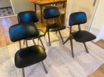 Vintage Louis van Teeffelen Eetkamerstoelen (4x), Ophalen, Gebruikt, Zwart, Vintage Mid Century Dutch Design