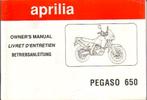 Aprilia Pegaso 650 manual (3020z), Motoren, Handleidingen en Instructieboekjes, Ophalen of Verzenden, Aprilia