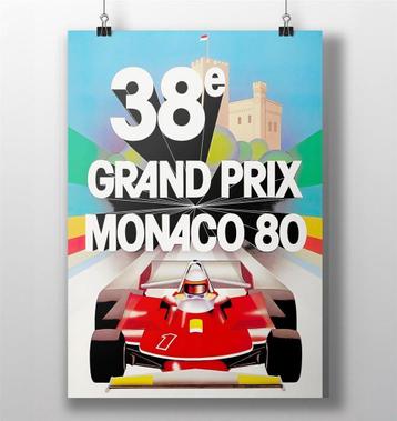 Monaco Grand Prix 1980 Race Poster Vintage Formule 1 beschikbaar voor biedingen