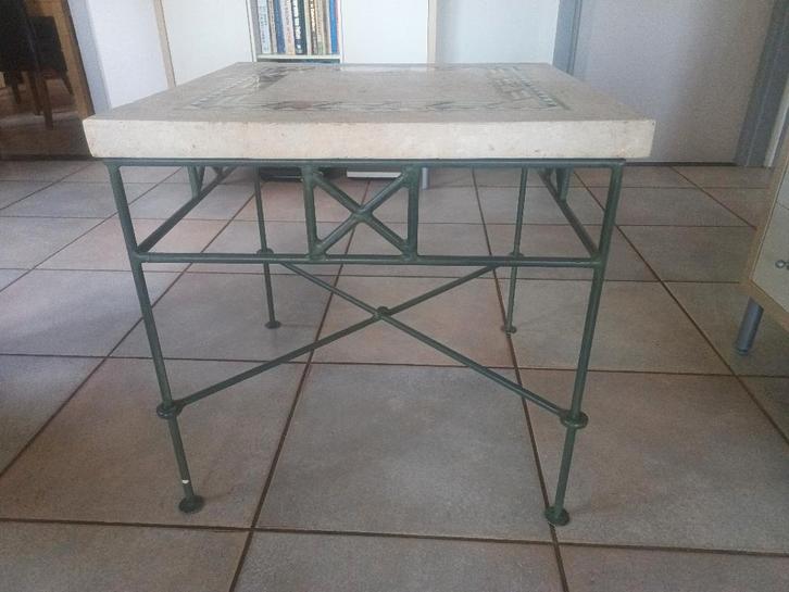 tafel, Huis en Inrichting, Tafels | Salontafels, Gebruikt, 50 tot 75 cm, 50 tot 100 cm, 50 tot 100 cm, Vierkant, Metaal, Overige materialen
