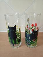 2 drinkglazen afbeelding kat, Verzamelen, Glas en Borrelglaasjes, Ophalen of Verzenden, Zo goed als nieuw, Bierglas