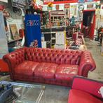 Chesterfield bank 3-sits Oxblood Red Geleefd, Huis en Inrichting, Ophalen, Gebruikt, Vintage, Driepersoons