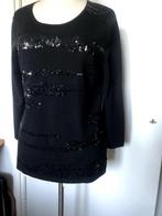 RENE LEZARD zwarte (feest)-top met pailletten en mouwen 38, Kleding | Dames, Maat 38/40 (M), Zwart, Ophalen of Verzenden, Zo goed als nieuw