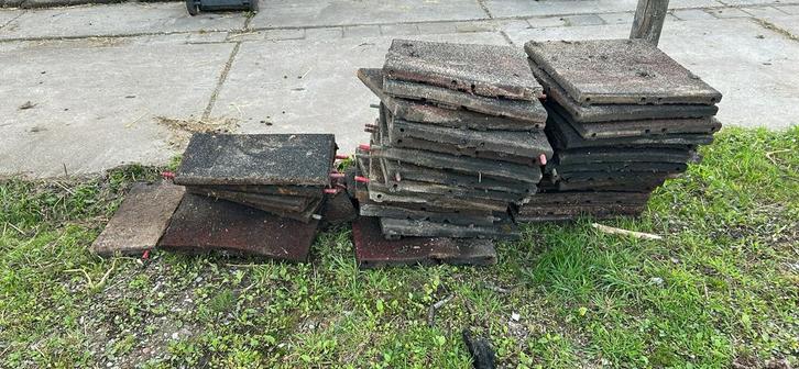 Gratis rubbertegels (staltegels), Tuin en Terras, Terrasdelen en Vlonders, Gebruikt, Kunststof, Ophalen