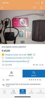 Sony cybershot digitale camera oplichter pas op, Ophalen of Verzenden, Zo goed als nieuw