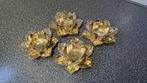 Set van 4 lotus kaarsenhouders, Gebruikt, Grijs, Onbekend, Ophalen of Verzenden