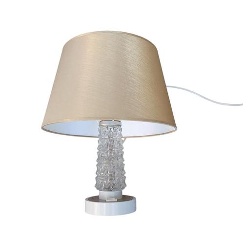 Vintage tafellamp met nieuwe kap, Huis en Inrichting, Lampen | Tafellampen, Gebruikt, Minder dan 50 cm, Glas, Kunststof, Overige materialen
