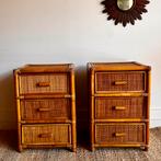 2 rotan nachtkastjes vintage jaren 70, Huis en Inrichting, Slaapkamer | Nachtkastjes, Ophalen, ?, Zo goed als nieuw, ?