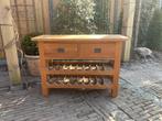 Sidetable teak wijnrek, Huis en Inrichting, Tafels | Sidetables, Ophalen, 100 tot 150 cm, Teakhout, Landelijk