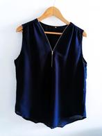 Blauwe mouwloze top met rits en V-hals, maat 40/42, Maat 38/40 (M), Blauw, Ophalen of Verzenden, Zonder mouw