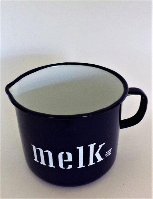 Grote Kobaltblauw emaille melkkroes Happy Poland Design 12, Antiek en Kunst, Curiosa en Brocante, Ophalen