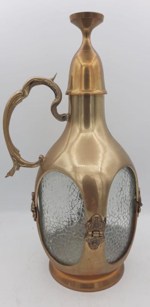 I.M.F.L. - Karaf - Messing, Glas  Frankrijk - Art Nouveau, Antiek en Kunst, Antiek | Overige Antiek, Ophalen of Verzenden