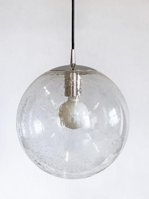 Vintage XL Peill + Putzler design hanglamp retro, Huis en Inrichting, Lampen | Hanglampen, Gebruikt, 75 cm of meer, Glas, Metaal