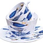 Servies Blue Fish en bijpassende items blauw en goud, Huis en Inrichting, Keuken | Servies, Verzenden, Nieuw, Porselein, Overige stijlen